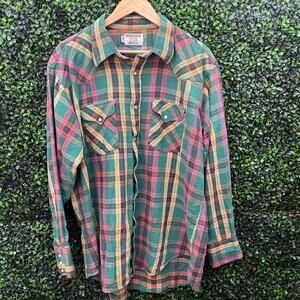 Pendleton Women's Plaid Button-Up Blouse - Green and Pink